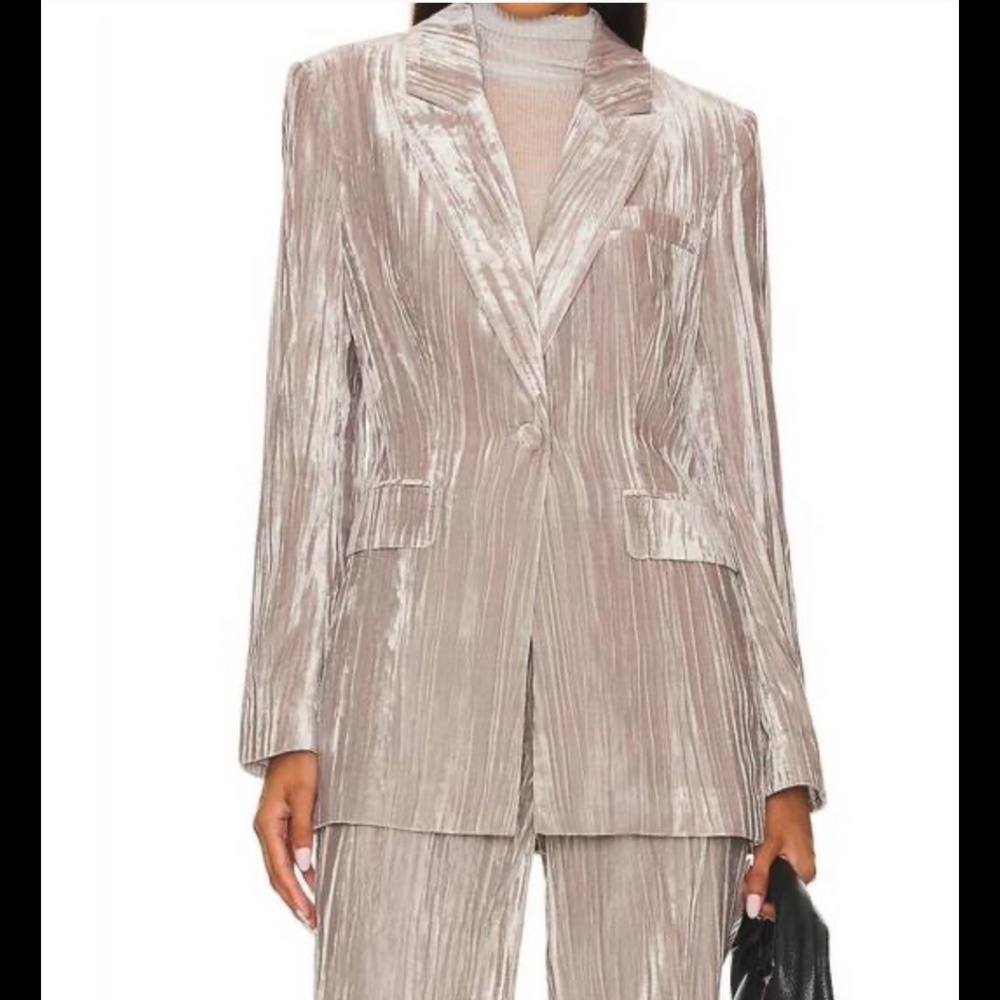 STEVE MADDEN NWTs Crinkle Velvet Lined Jacket with Faux Pockets Silver Gray Sz S